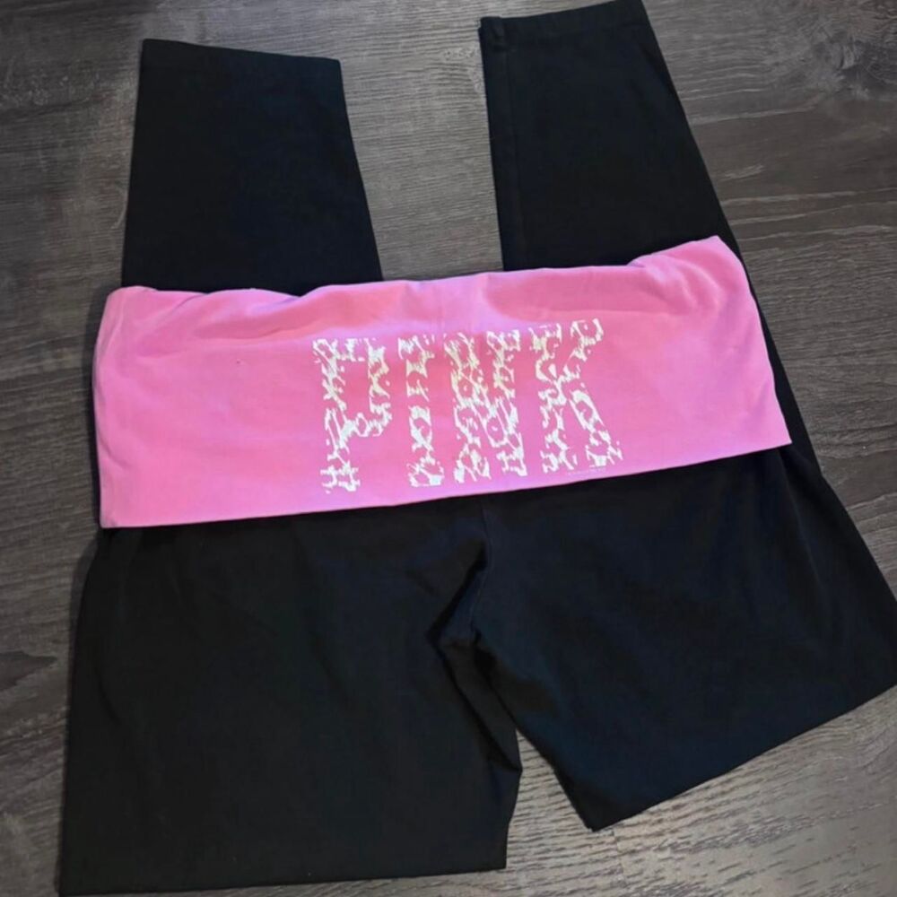 Vintage Y2K Victoria’s Secret PINK Leopard Print Foldover Leggings - Size Large